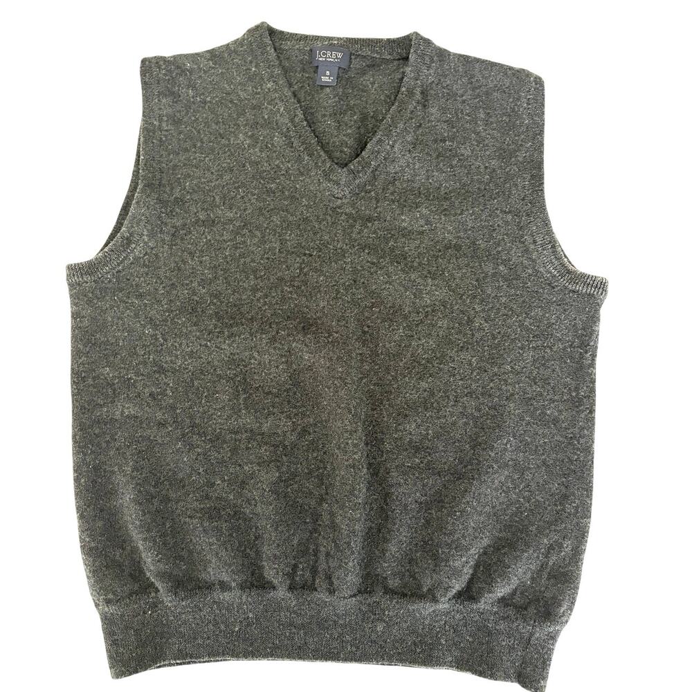 J.Crew Merino Wool vest sz Small Dk gray V neck preppy minimalist professional